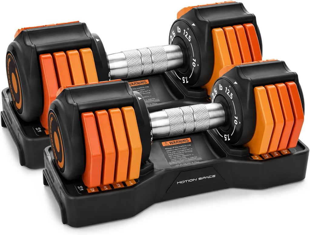 Set de Pesas Ajustables 12.5LB Pareja, Ajuste Rápido 1-Sec con 5 Pesas Gratis, Mango de Metal Premium Antideslizante, Tamaño Compacto para Entrenamiento Corporal Completo en Casa
