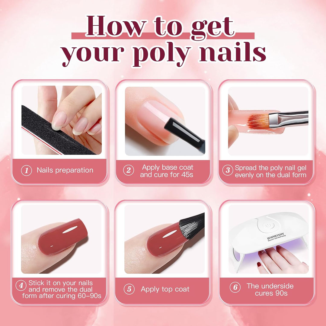 JEWHITENY Kit de 14 piezas de gel de uñas poli, kit de gel de exten...