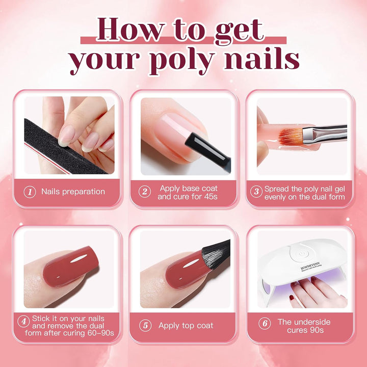 JEWHITENY Kit de 14 piezas de gel de uñas poli, kit de gel de exten...