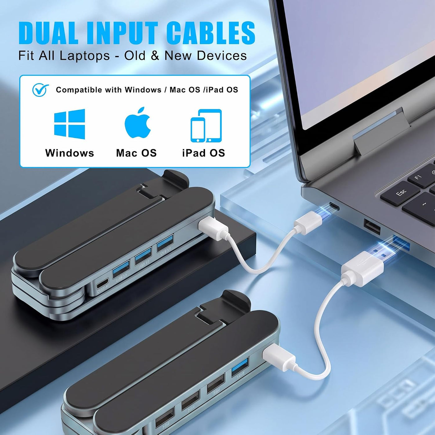 werfami Soporte para laptop con estación de acoplamiento plegable p...