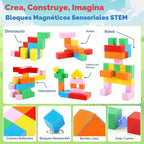 52 bloques magnéticos con caja de metal, mini cubos de construcción de 0.8 pulgadas, juguete de viaje