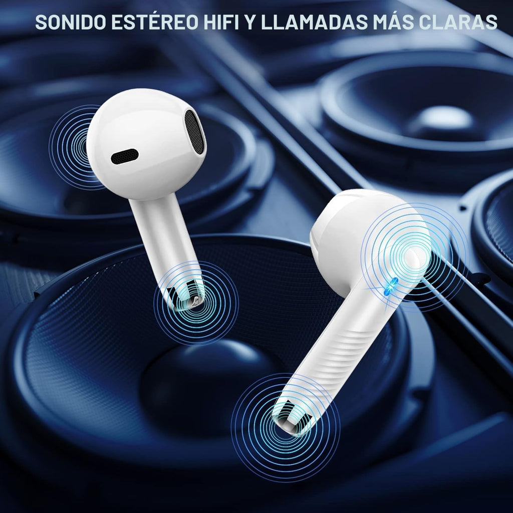 Auriculares inalámbricos Bluetooth 5.4, Auriculares con pantalla LED de energía estéreo 6D, Auriculares Bluetooth intrauriculares con micrófono de cancelación de ruido, Reproducción de 40H, estuche