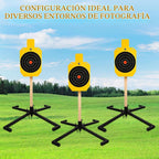 Sistema de soporte de acero AR500, objetivos de rehén de acero de 3/8 pulgadas de grosor con base de soporte estable de 2 x 4, kit completo de disparo con papel de objetivos de 10 piezas para