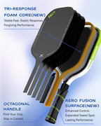 Warping Point Sophon - Raqueta de pickleball con núcleo de espuma de triple respuesta con superficie de fibra de carbono Aero Fusion diseñada para potencia controlada y precisión consistente, cuerpo