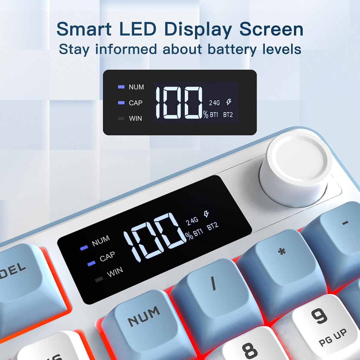 AOC GK210 Teclado inalámbrico para juegos con pantalla y perilla, t...