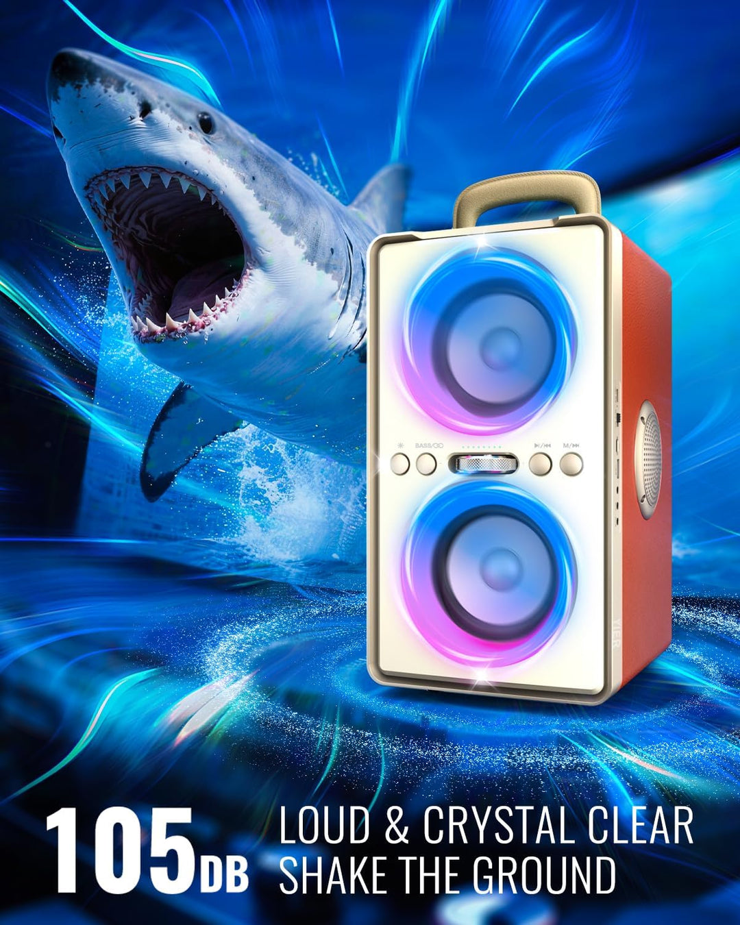 YIER Altavoz Bluetooth, altavoz de fiesta de pico de 240 W con grav...