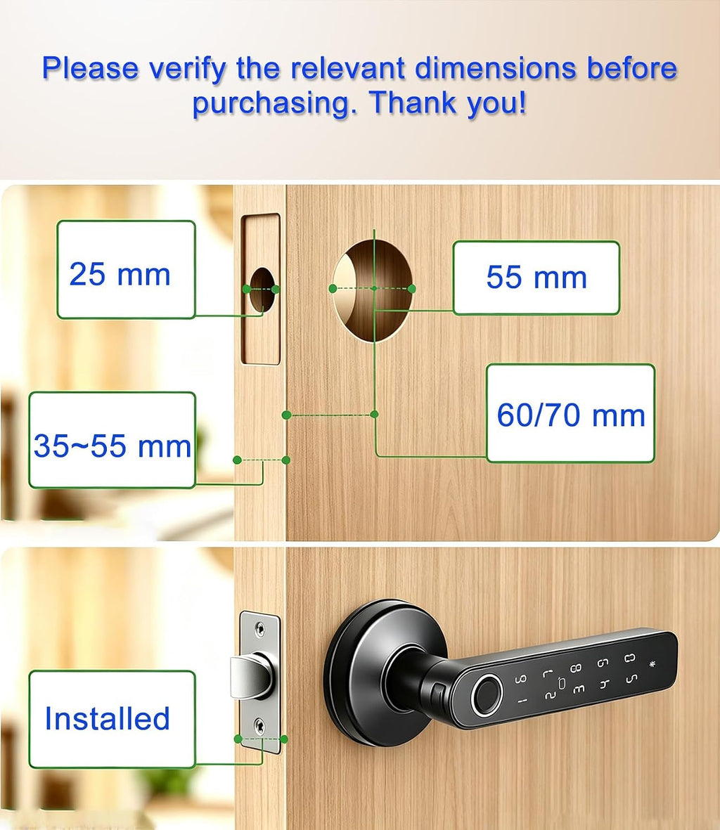 Cerradura de puerta inteligente con huella digital con mango de teclado: soporta múltiples métodos de entrada sin llave, incluyendo biometría, aplicación, contraseña, llave y tarjeta, adecuado para