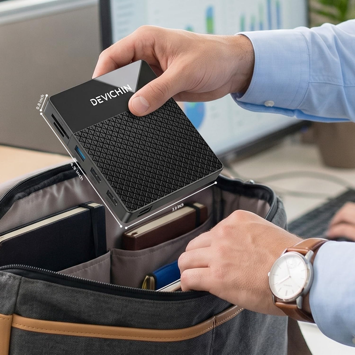 Devichin Disco duro externo de 1 TB, USB C y USB 3.0 multipuerto Hu...