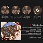 OLEVS Reloj de vestir de cuero para hombre, casual, cuarzo, marrón, pulsera, con fecha