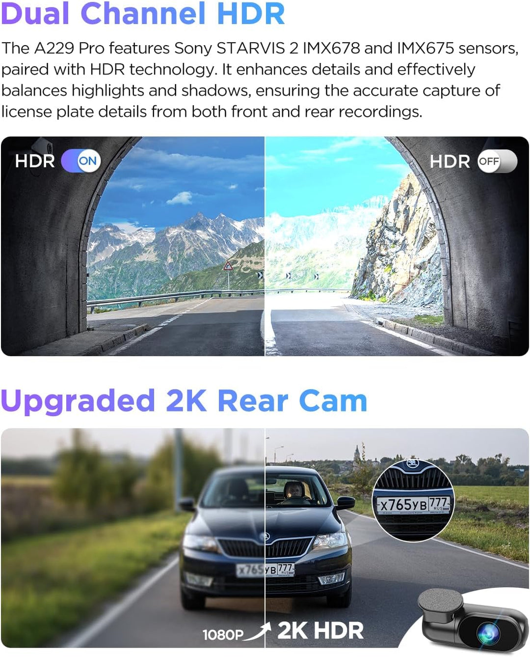 VIOFO A229 Pro 4K HDR Dash Cam Dual STARVIS 2 IMX678