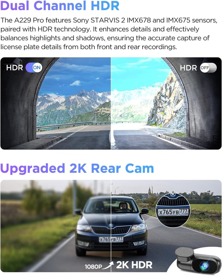 VIOFO A229 Pro 4K HDR Dash Cam Dual STARVIS 2 IMX678