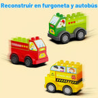 Juego de 100 bloques de construcción con 4 camiones, regalo para