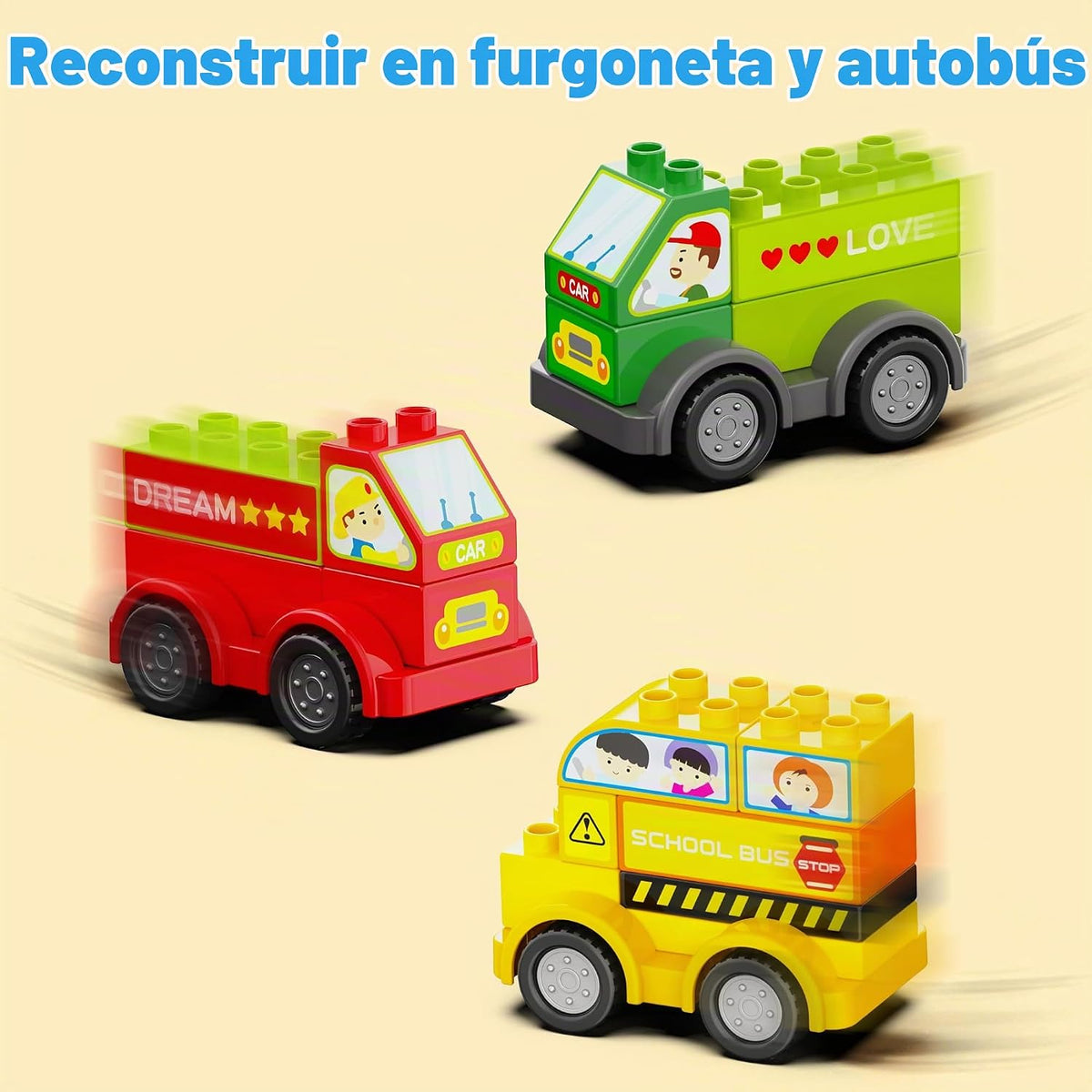 Juego de 100 bloques de construcción con 4 camiones, regalo para
