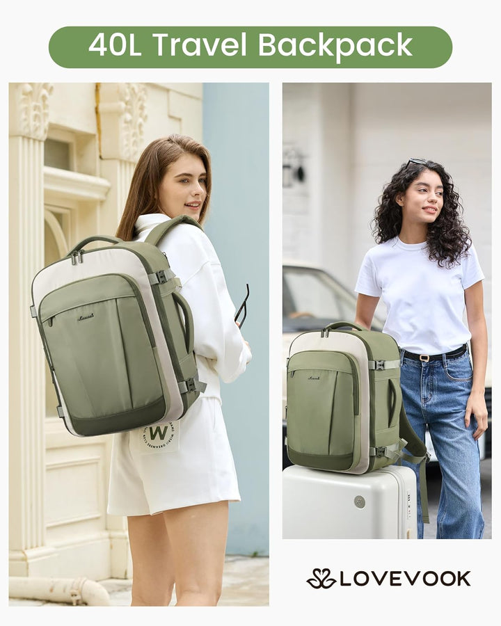 LOVEVOOK Mochila de viaje de 40 L para mujeres y hombres, mochila d...
