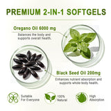 Oregano Oil Softgels, 6000mg Oil of Oregano with Black Seed Oil, 2-...