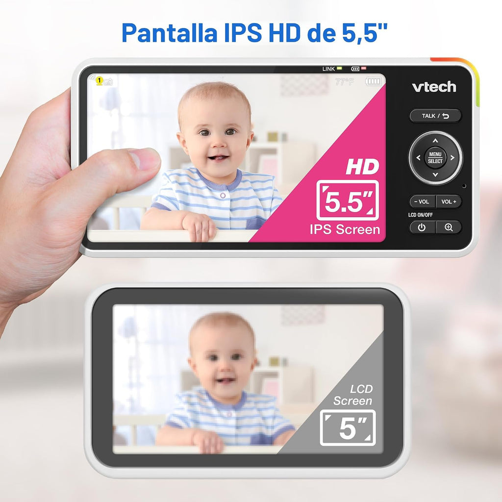 VTech Smart WiFi Video Baby Monitor, pantalla HD de 5.5 pulgadas: Smart HD