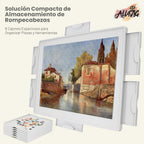 ALL4JIG - Tablero de rompecabezas de plástico giratorio ligero de 1500 piezas con 6 cajones y cubierta, diseño Lazy Susan de 360°, mesa giratoria portátil de 25.98 x 34.25 pulgadas para adultos
