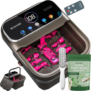 OOAMBB Spa de pies plegable con calor, burbujas, control de tempera...