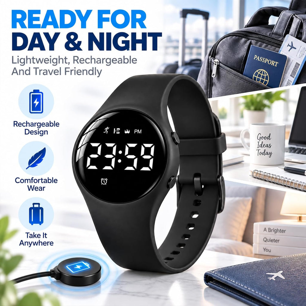 Pulsera de alarma vibratoria para personas que duermen pesadamente, reloj de choque para adolescentes, pulsera silenciosa, despertador, despertar sordos con TDAH, personas con TDAH, portátil