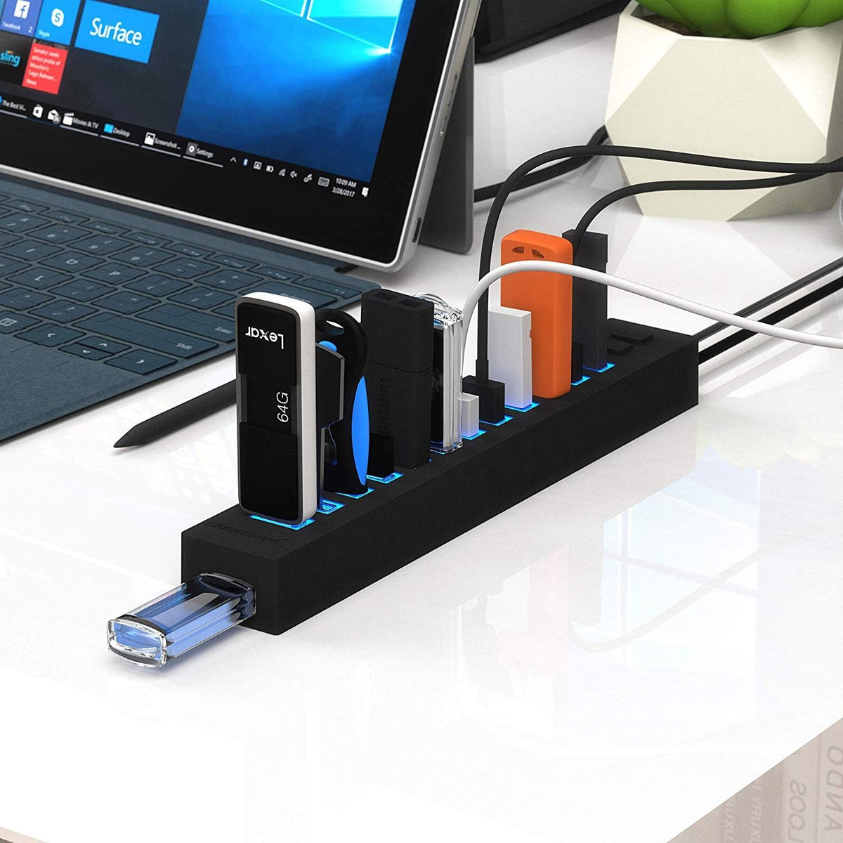 SABRENT, HB-U14P, hub USB 2.0 de 13 puertos, alimentado