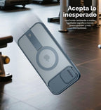 SURITCH Funda para iPhone 15, compatible con MagSafe, soporte integrado y cubierta de cámara y parte trasera translúcida, funda protectora resistente a prueba de golpes de 6.1 pulgadas, azul