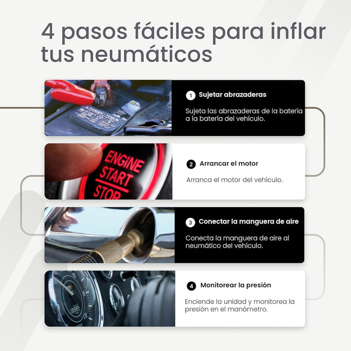 Compresor de are portátil y paquete medidor de presión de neumático...