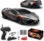 Coche de deriva a control remoto 1:16, 2.4 GHz, autos de control remoto de alta velocidad, 4WD, autos deportivos de carreras con luces LED, aerosol, neumáticos a la deriva, 2 baterías para niños, niñas, adultos, cumpleaños, Navidad