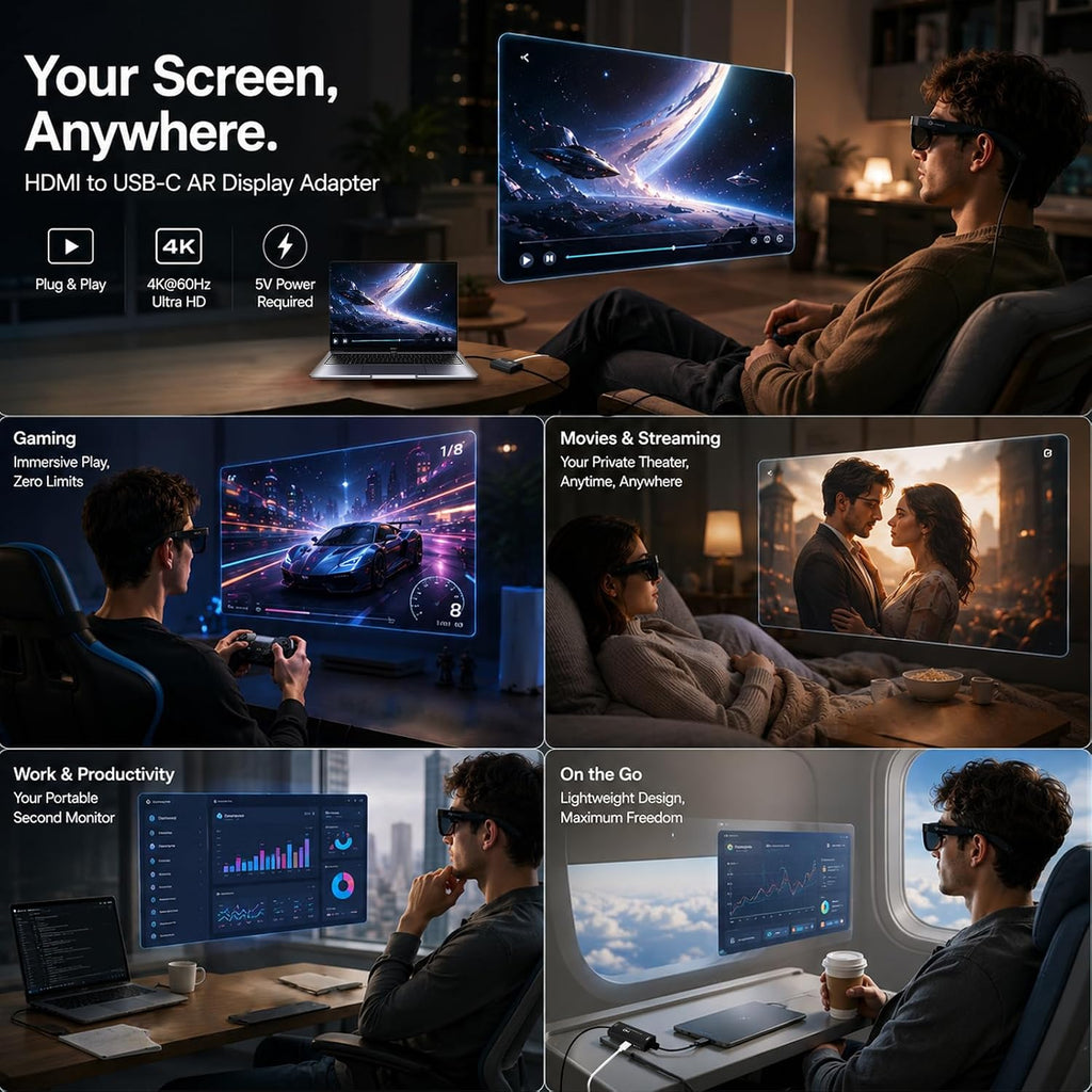 Adaptador de pantalla HDMI a USB-C para gafas AR, convertidor de