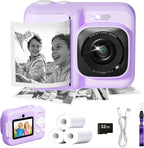 Cámara de impresión instantánea para niños, 1080P con tarjeta de 32