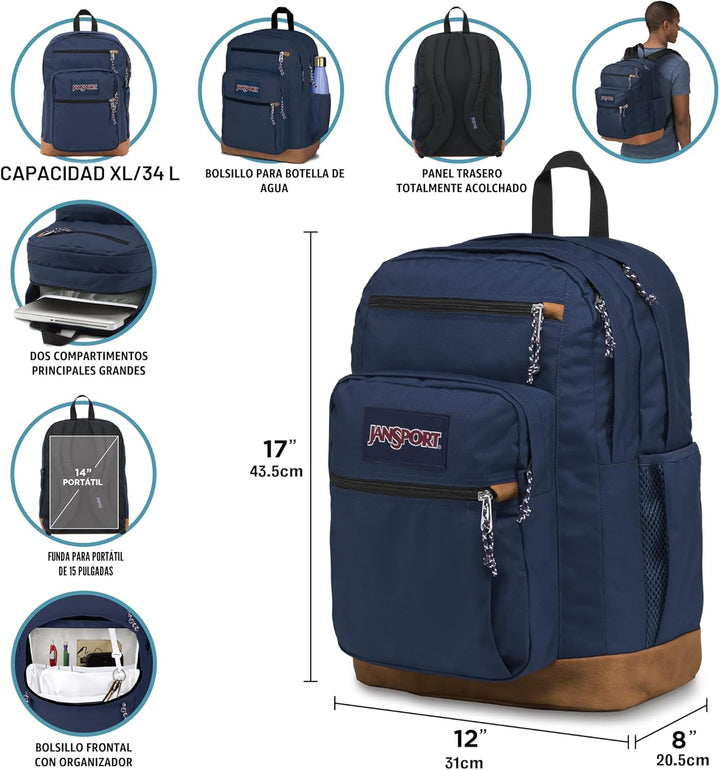 JanSport Mochila Cool con funda para laptop de 15 pulgadas, mochila...