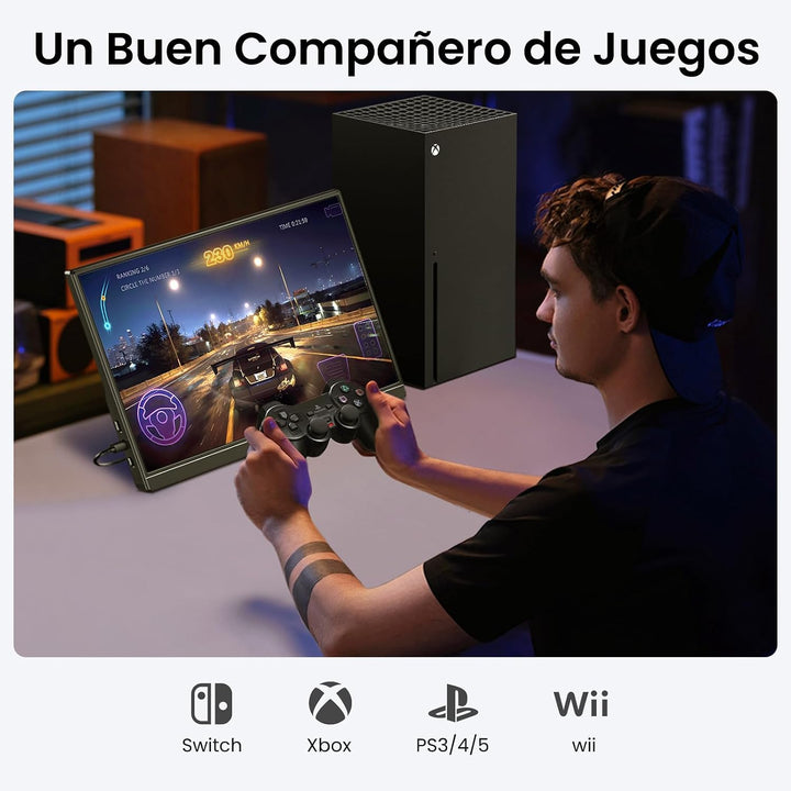 KQC Monitor portátil de 15.6 pulgadas, pantalla IPS FHD 1080P, moni...