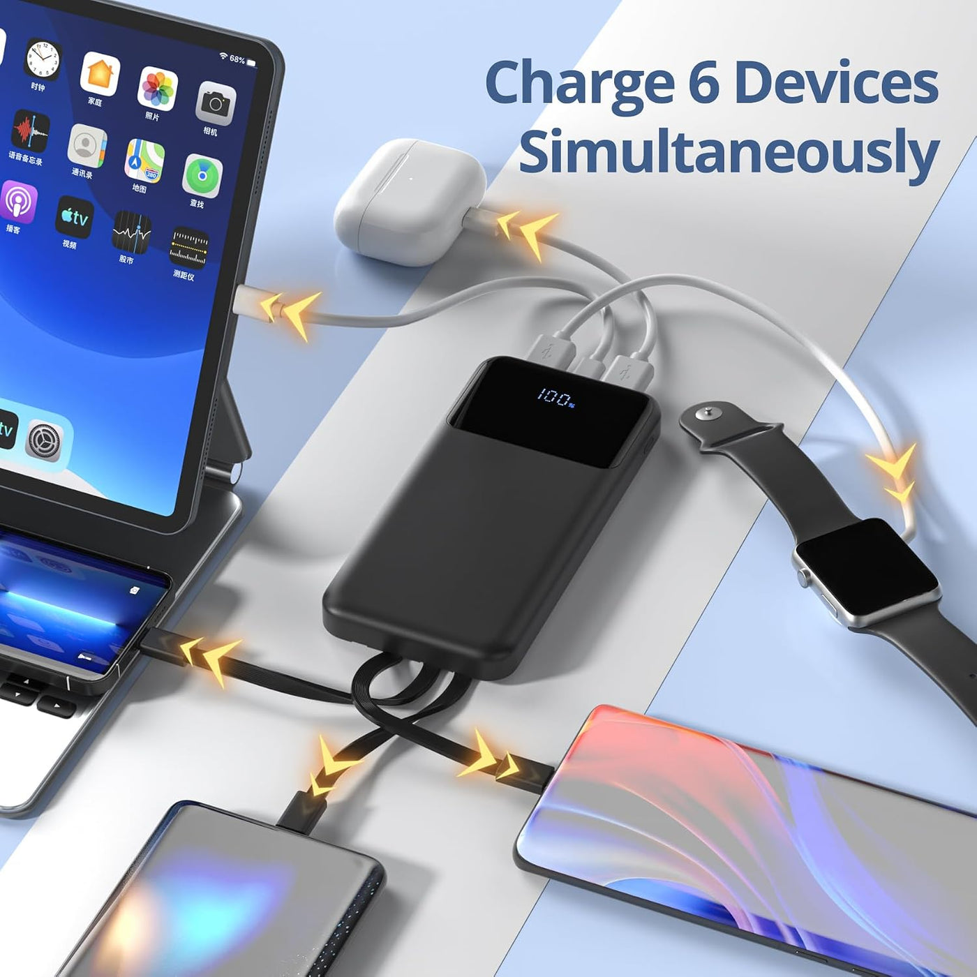ZUOGGPET Cargador portátil con cables incorporados, banco de energí...