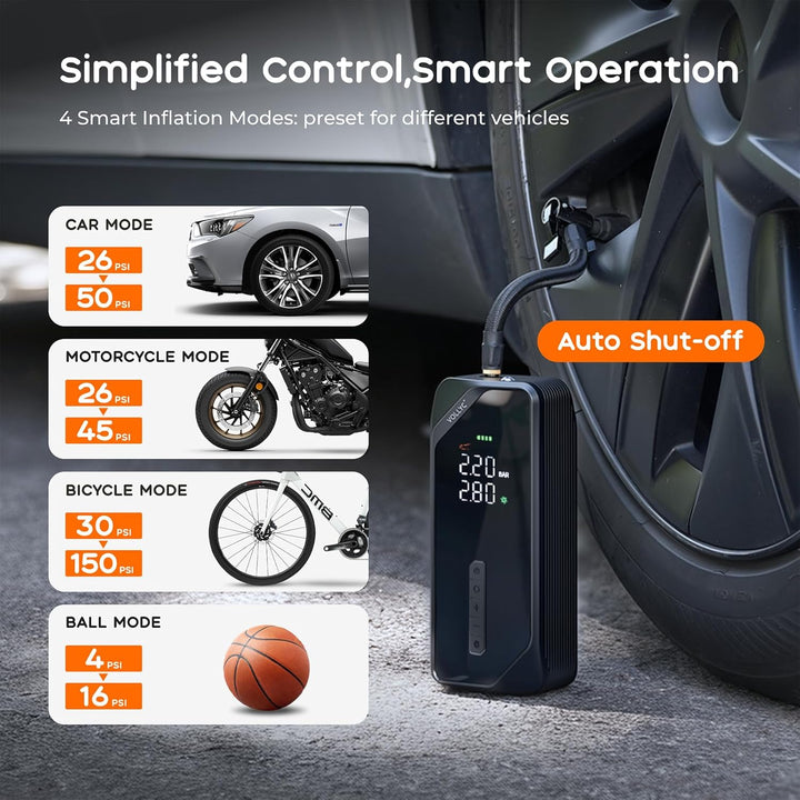 VOLLYC Inflador de neumáticos de automóvil, compresor de aire portá...