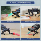 PuppyPi Robot Dog con ChatGPT Modelos de IA grandes AI Inteligencia incorporada ROS Perro robótico cuadrúpedo visión comprensión de escenas y voz SLAM mapeo navegación Robot biónico cuadrúpedo, kit estándar y Raspberry Pi 5 4GB