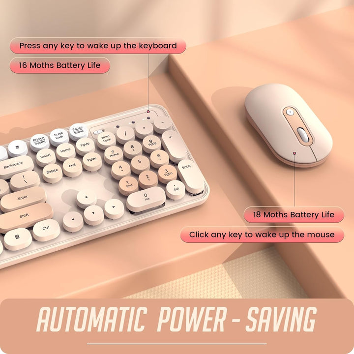 Teclado y ratón inalámbricos, combo de teclado y ratón silencioso,...