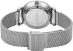 Roberto Marino RM1611 Reloj de malla para mujer – Acero inoxidable plateado, 3ATM, esfera blanca