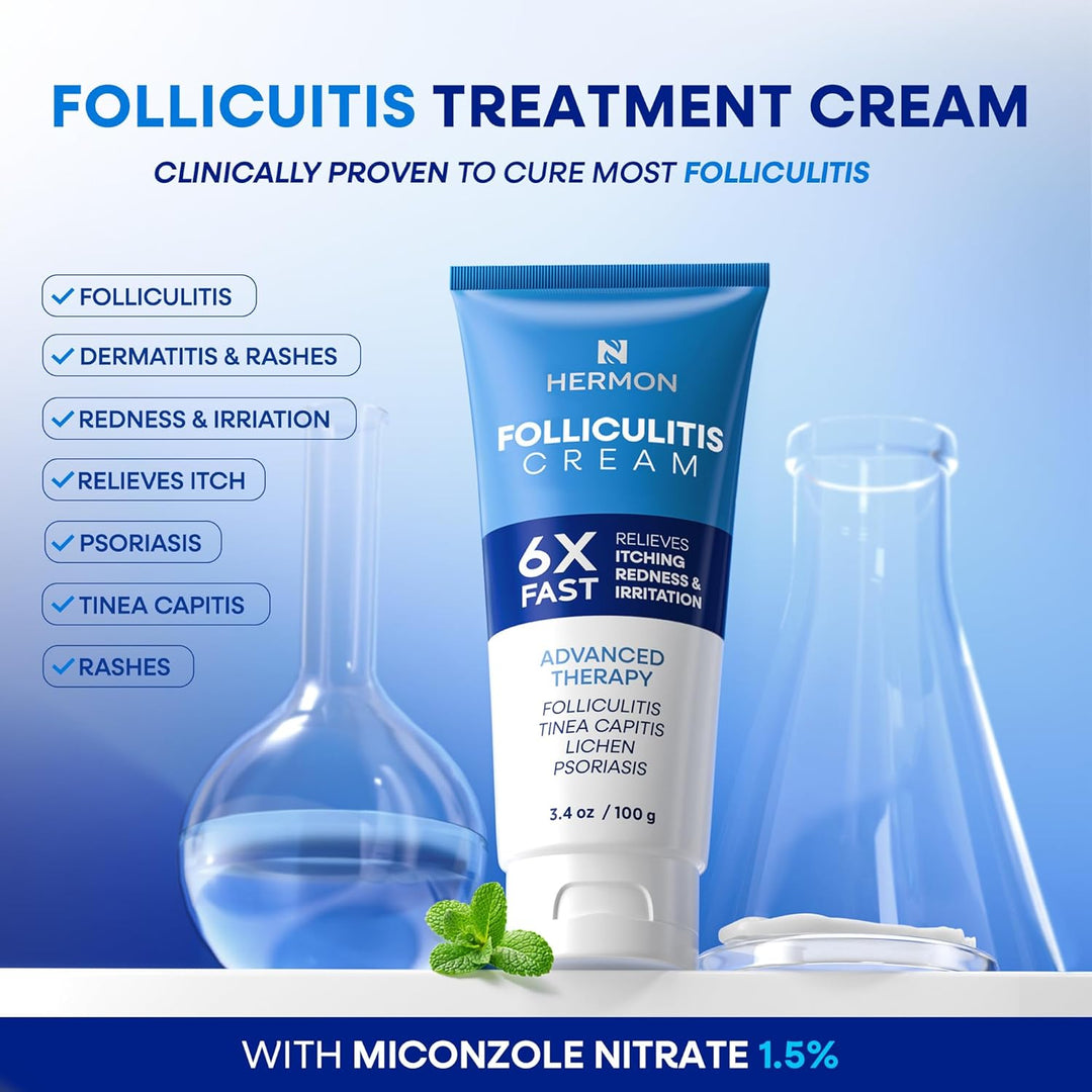 HERMON Kit de crema de tratamiento de foliculitis y jabón antifúngi...