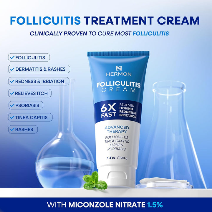 HERMON Kit de crema de tratamiento de foliculitis y jabón antifúngi...