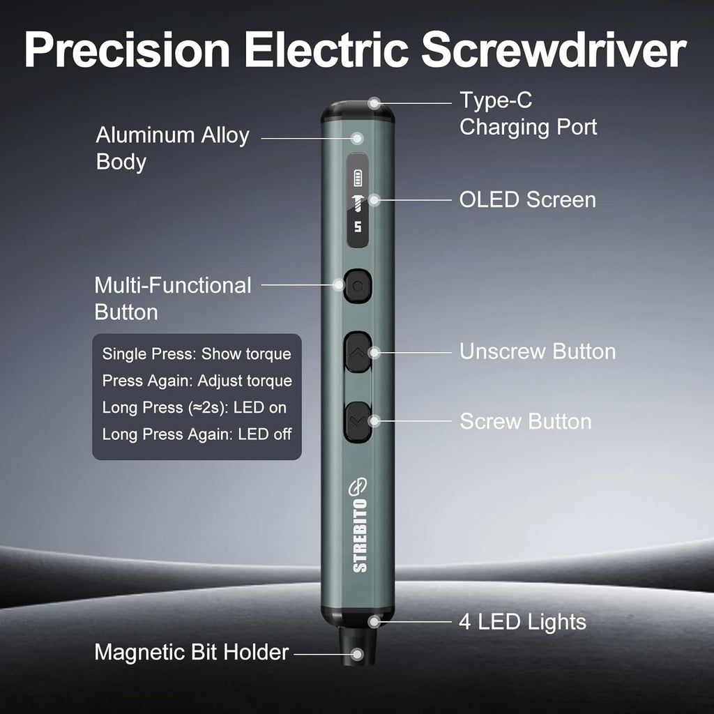 STREBITO Mini Electric Screwdriver, 67 en 1 Kit de Destornillador Eléctrico