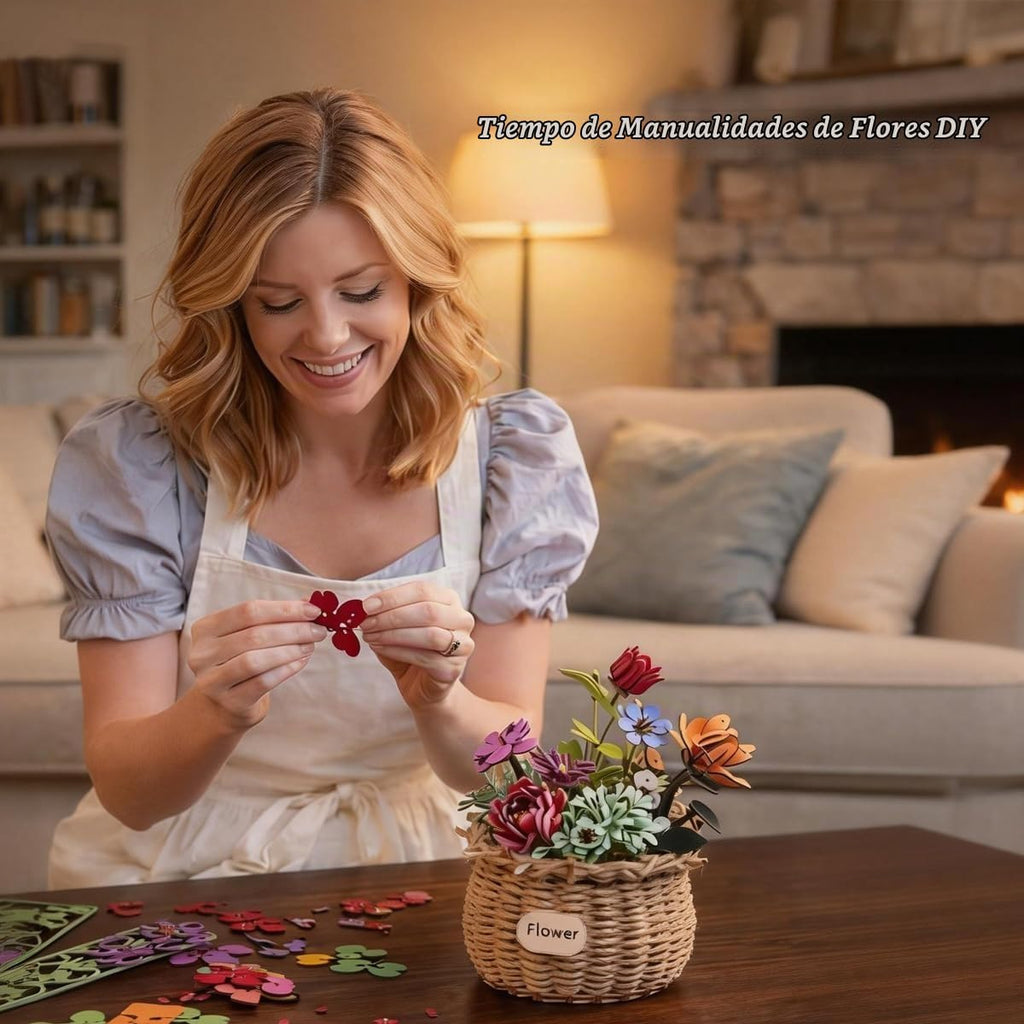 Ever-Blooming - Juego de construcción de ramo de madera, kit de
