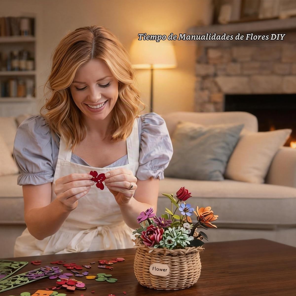 Ever-Blooming - Juego de construcción de ramo de madera, kit de