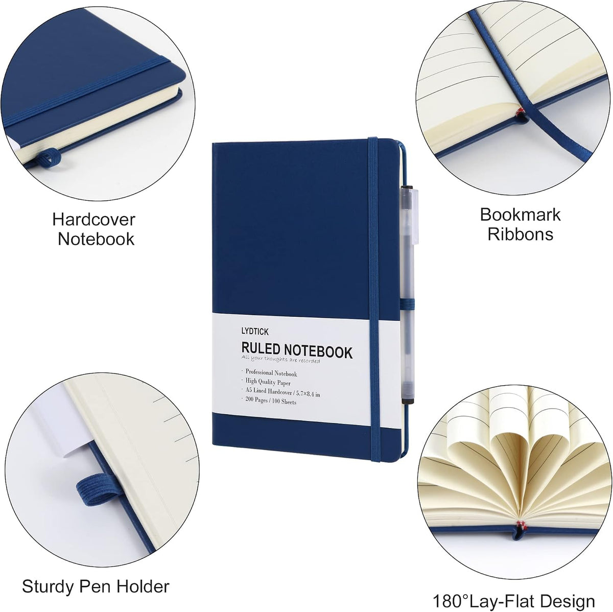 Paquete de 20 Diarios para Escritura, Cuadernos con Rayas Universitarias a Granel, Cuadernos de Tapa Dura (200 Páginas) para Toma de Notas, Diarios con Viñetas para Hogar, Escuela, Oficina