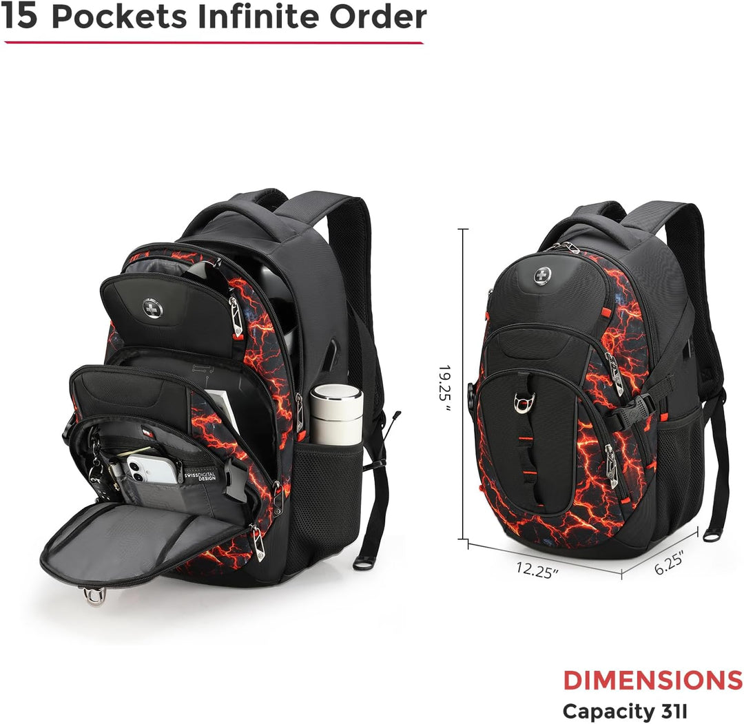 Mochila para computadora portátil Swissdigital con puerto de carga...