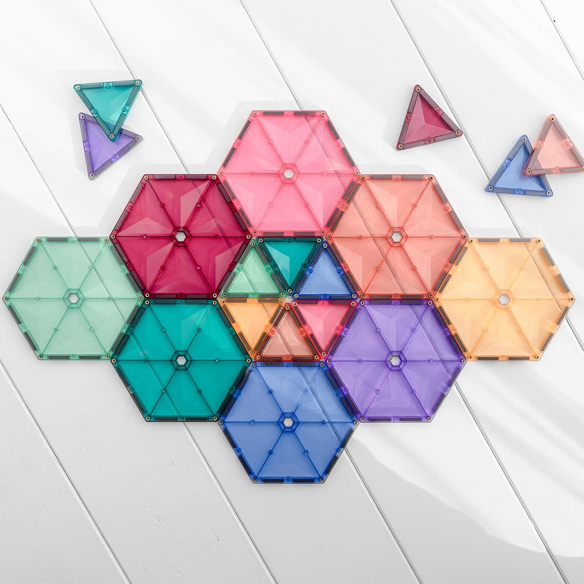 CONNETIX Paquete de geometría pastel de azulejos magnéticos, 40 piezas