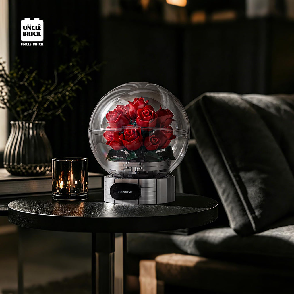 Juego de construcción botánica de flores, rosa artificial con