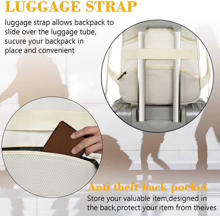 MATEIN - Mochila beige para laptop de 15.6 pulgadas, ligera y resis...