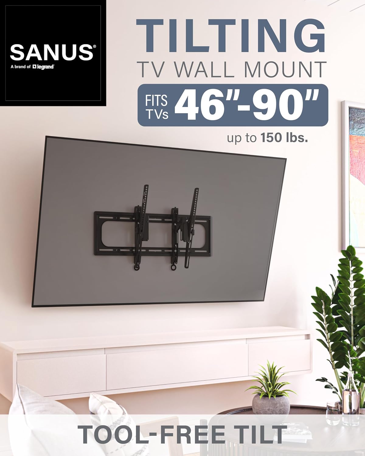 SANUS - Soporte de pared extensible inclinable para televisores de 46 a 90