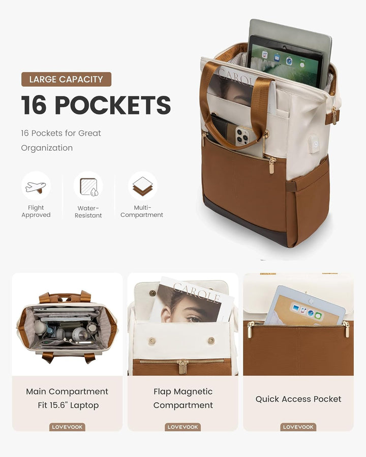 LOVEVOOK - Mochila para laptop para mujeres, mochila de trabajo con...