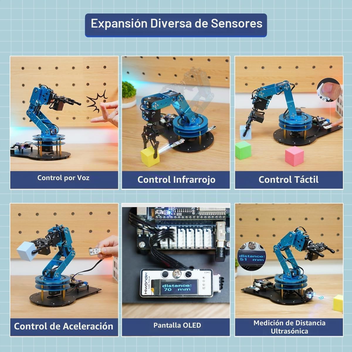 Brazo robótico para Arduino AI Vision Interacción por voz 6DOF Servos en bus serie Brazo robótico inteligente, proyecto STEM educativo y kits de ingeniería, conjunto de ciencia/codificación/programación, kit
