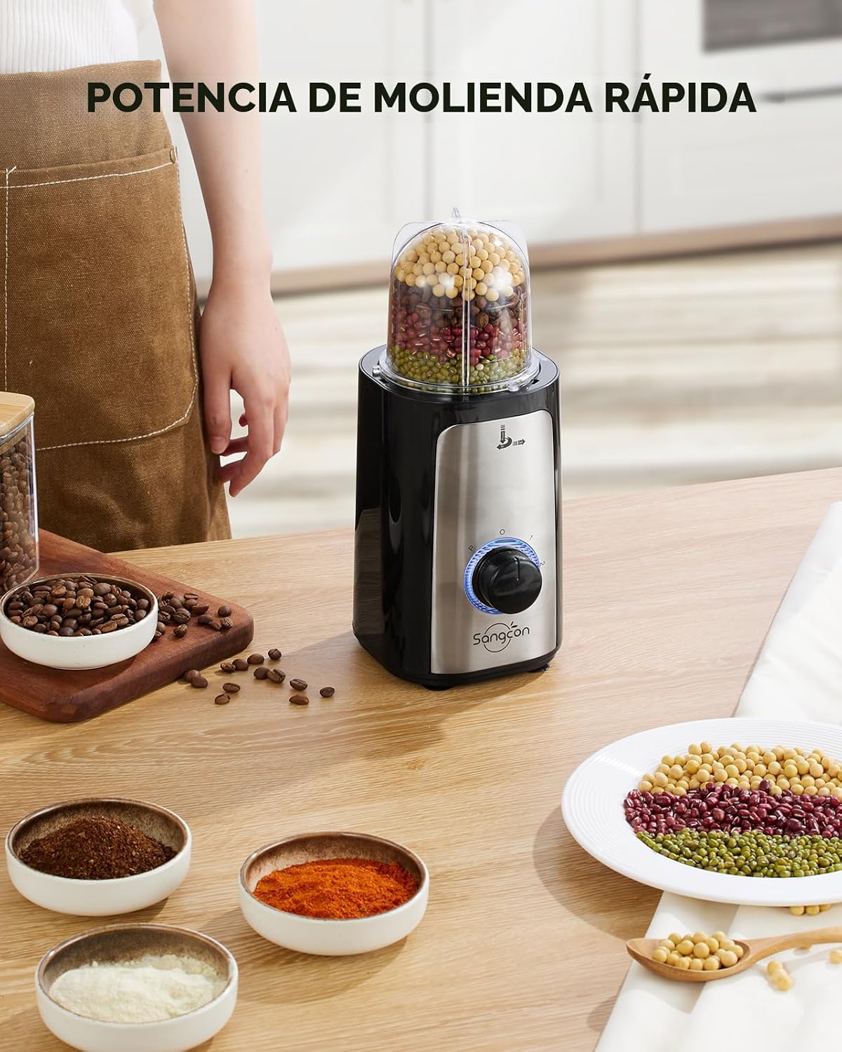 Sangcon Batidoras para cocina, 5 en 1, procesador de alimentos combinado